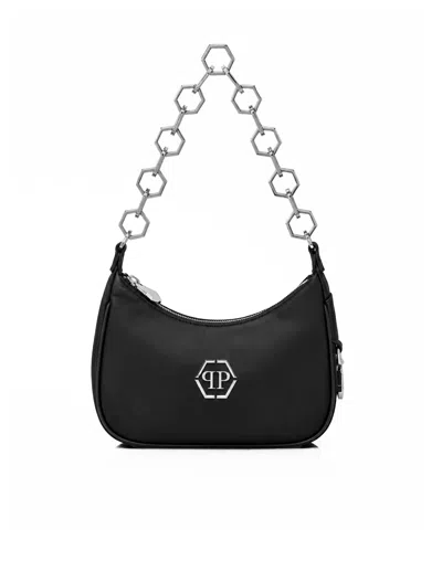 Philipp Plein Leather Shoulder Bag Hexagon In Black