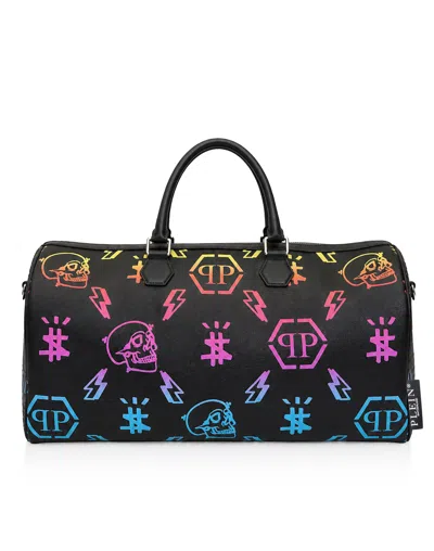 Philipp Plein Leather Travel Bag Rainbow Monogram