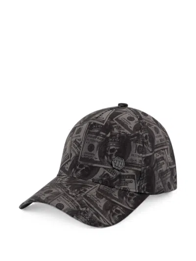 Philipp Plein Plein Dollar~motif Baseball Cap In Brown