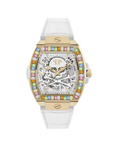 Philipp Plein Skeleton 2.0 Multicolor Baguette Leather Strap Watch Skeleton Women