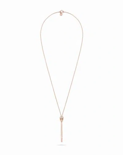 Philipp Plein Sliding $kull Crystal Cable Chain Necklace Woman Necklace Rose Gold Size - Stainless S