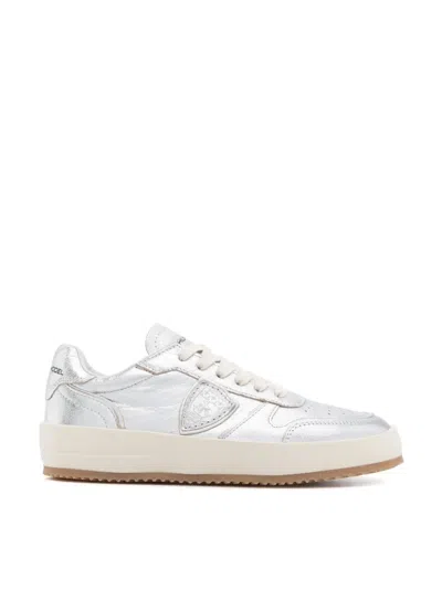 Philippe Model Paris Nice Low Sneakers In Silver