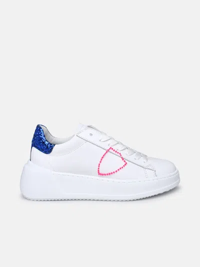Philippe Model Tres Temple White Leather Sneakers
