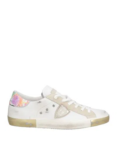 Philippe Model Woman Sneakers White Size 6 Leather, Textile Fibers
