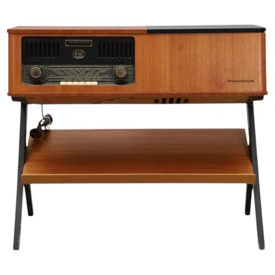 Pre-owned Philips Type F5574a Radio / Record Console In Teak In Brown