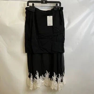 Pre-owned Phillip Lim Cady Chiffon Combo Skirt W/ Lace Women's Size 4 Black