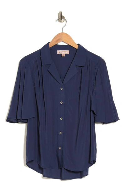 Philosophy By Rpublic Clothing Flutter Sleeve Button-up Shirt In Navy