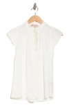 Philosophy Republic Clothing Ruffle Tie Neck Top In White