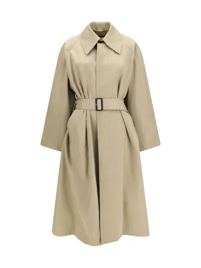 Phoebe Philo Long Cotton And Silk Trench Coat In Neutral