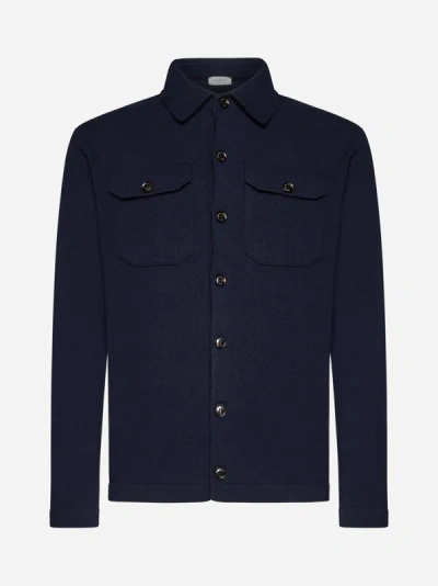 Piacenza 1733 Cashmere Knit Shirt In Blue Navy