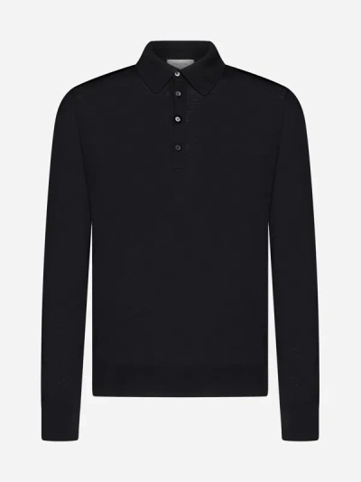 Piacenza 1733 Wool Polo Shirt In Black