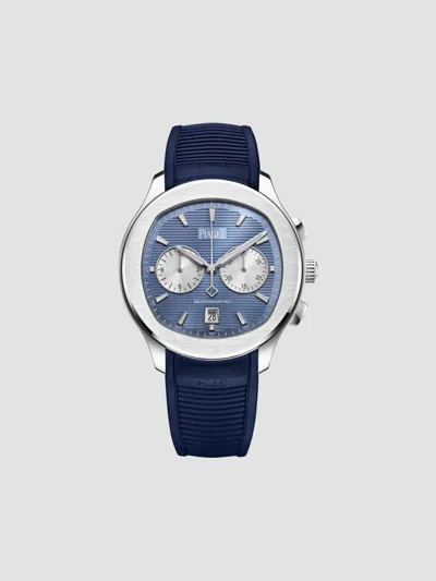 Piaget Men's Polo Stainless Steel & Rubber Chronograph Watch/42mm In Blue