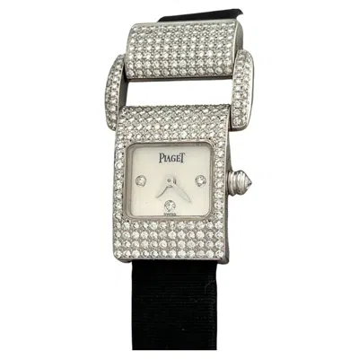 Pre-owned Piaget Miss Protocole 5225 Mother Of Pearl Diamond Case & Dial 18k White Gold