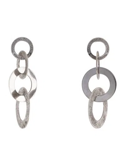 Pre-owned Pianegonda Textured Circle Link Drop Earrings In Multicolor