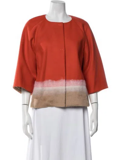 Pre-owned Piazza Sempione Virgin Wool Colorblock Pattern Jacket In Orange