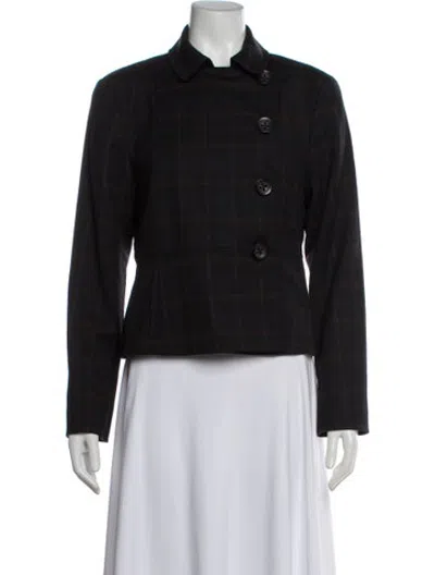 Pre-owned Piazza Sempione Virgin Wool Plaid Print Blazer In Black