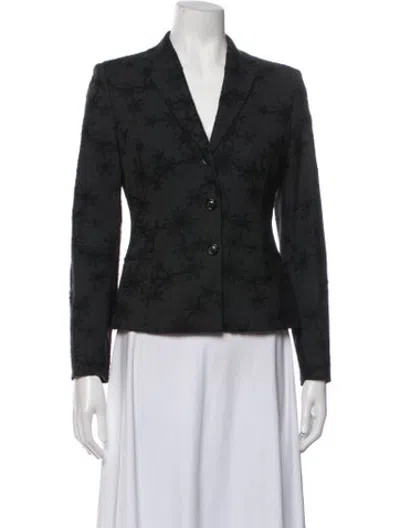 Pre-owned Piazza Sempione Wool Floral Print Blazer In Black
