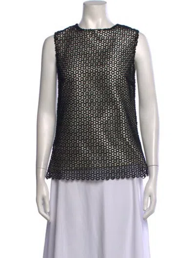Pre-owned Pierre Balmain Lace Pattern Crew Neck Top In Black