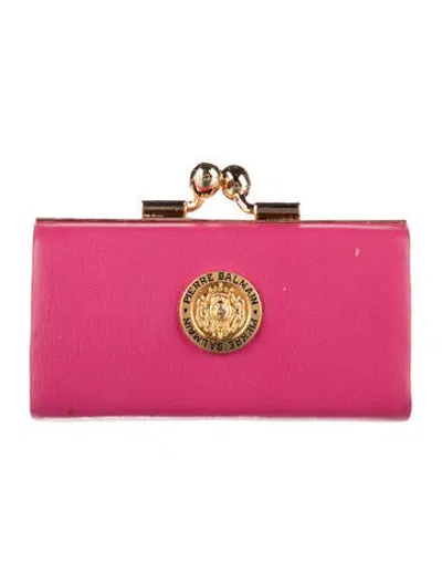 Pre-owned Pierre Balmain Leather Coin Purse In Pink