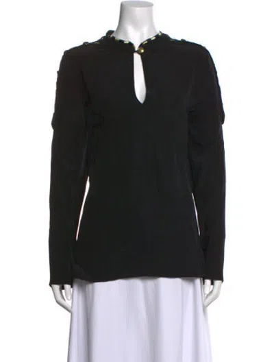 Pre-owned Pierre Balmain Silk V-neck Top In Black
