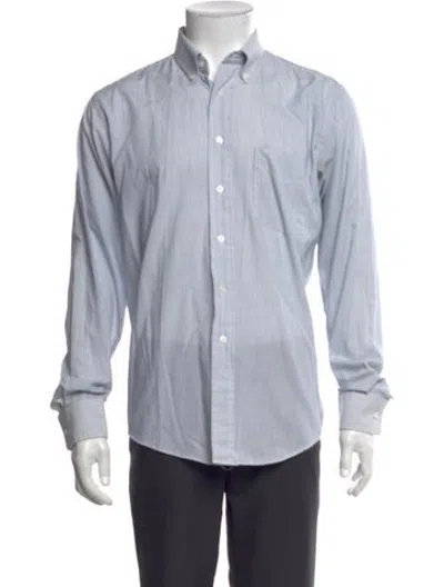 Pre-owned Pierre Balmain Striped Long Sleeve Dress Shirt In Blue