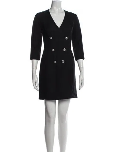 Pre-owned Pierre Balmain V-neck Mini Dress In Blue