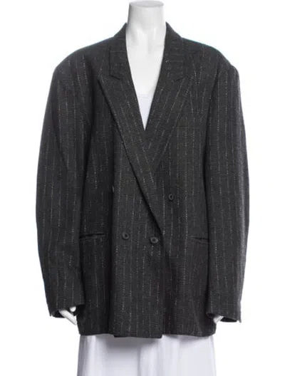 Pre-owned Pierre Cardin Striped Coat In Grey