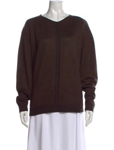 Pre-owned Pierre Cardin V-neck Sweater In Brown