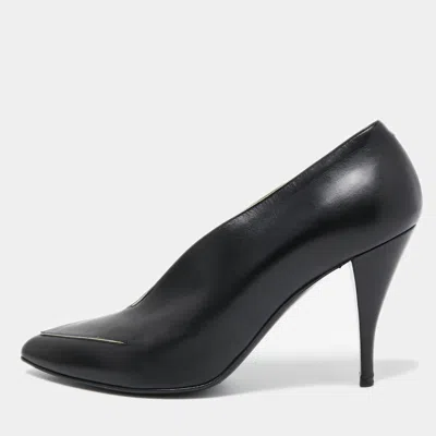 Pierre Hardy Black Leather V Neck Pointed Toe Pumps Size 38