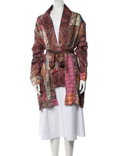 Pre-owned Pierre-louis Mascia Silk Paisley Print Robe In Red