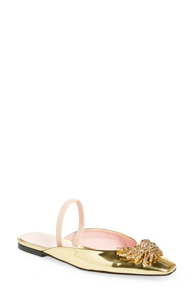 Piferi Drizella Crystal Embellished Slingback Flat In Gold