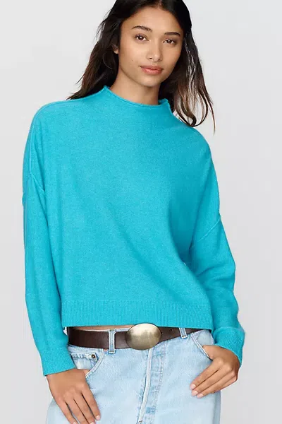 Pilcro Alani 100% Cashmere Mock Neck Sweater In Blue