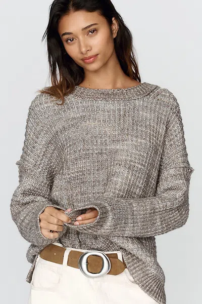 Pilcro Alpaca Wool Blend Waffle Knit Crew Neck Sweater In Grey
