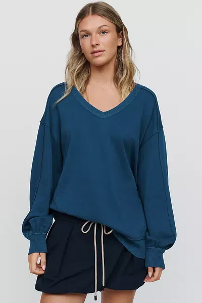 Pilcro Hudson 100% Cotton Oversized Popover Top In Blue