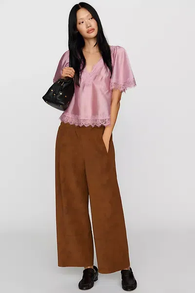 Pilcro Izzie Faux Suede Pull On Barrel Pants In Beige