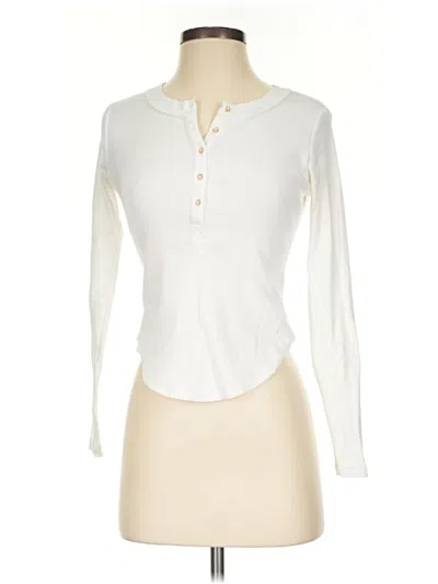 Pre-owned Pilcro Long Sleeve Henley Shirt In Ivory