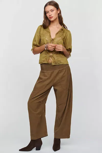Pilcro Reese 100% Cotton Corduroy High-rise Wide-leg Pants In Brown