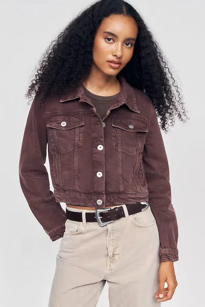 Pilcro Shrunken Denim Jacket In Gold