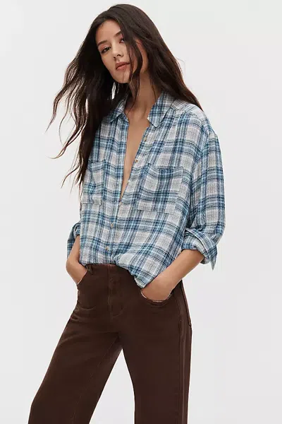 Pilcro The Hadley Relaxed Buttondown Shirt By U200b In Blue