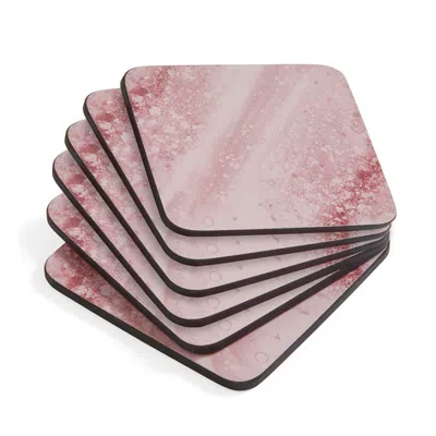 Pimpernel Minerals Quartz Set Of 6 Cork Back Coasters, 4" In Pink