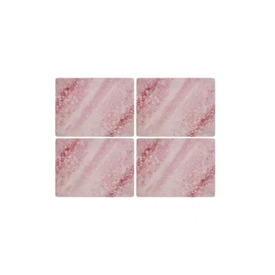 Pimpernel Minerals Rose Quartz Set Of 4 Cork Back Placemats In Pink