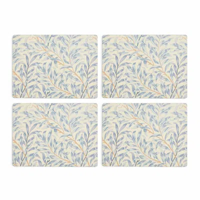 Pimpernel Morris & Co Willow Bough Set Of 4 Cork Back Placemats In Blue