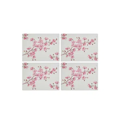 Pimpernel Pink Blossom Set Of 4 Cork Back Placemats