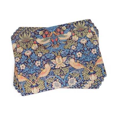 Pimpernel Strawberry Thief Blue Set Of 4 Cork Back Placemats