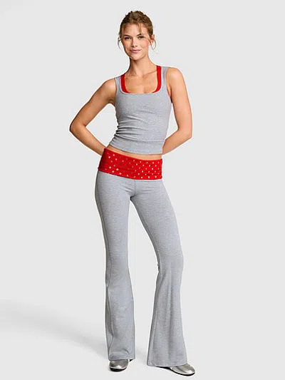 Pink All-day Cotton™ Foldover Flare Leggings In Gray