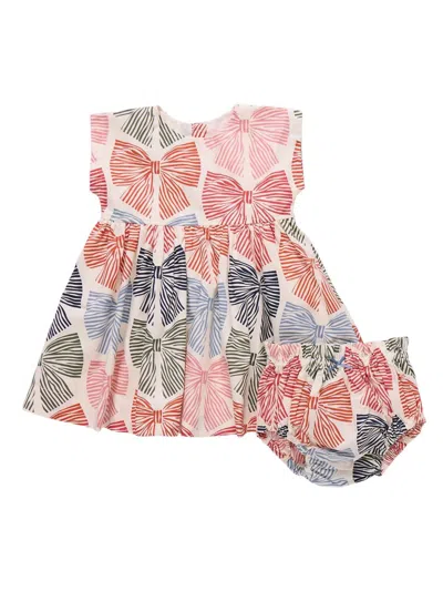 Pink Chicken Kids' Baby Girl's Adaline Dress Set In Multi Striped Bows In Pink