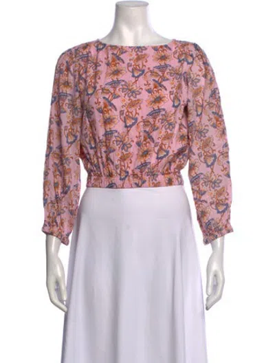 Pre-owned Pink Chicken Floral Print Crew Neck Top In Pink