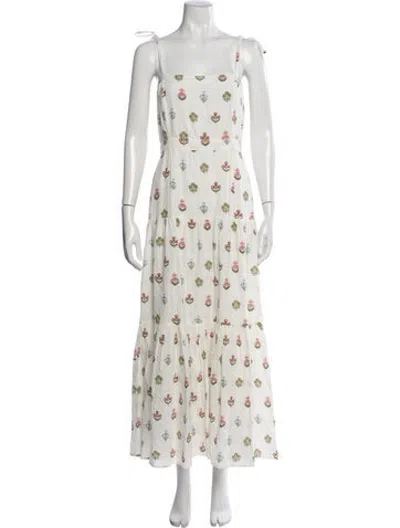 Pre-owned Pink Chicken Floral Print Long Dress In Neutrals