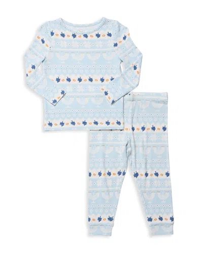Pink Chicken Girls' Hanukkah Fair Isle Print Bamboo Blend Pajama Set - Little Kid In Blue