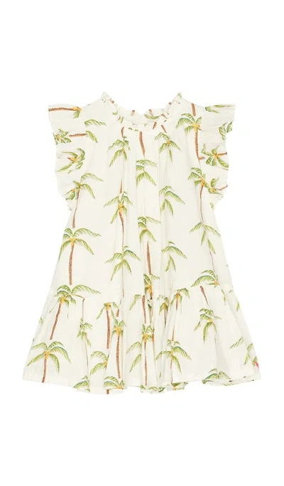Pink Chicken Girls Harper Dress In Cream Palm Trees